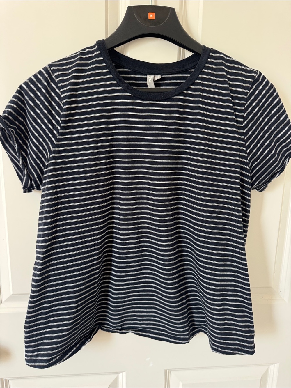 ASOS Navy & White Striped Crewneck Short Sleeve Tee